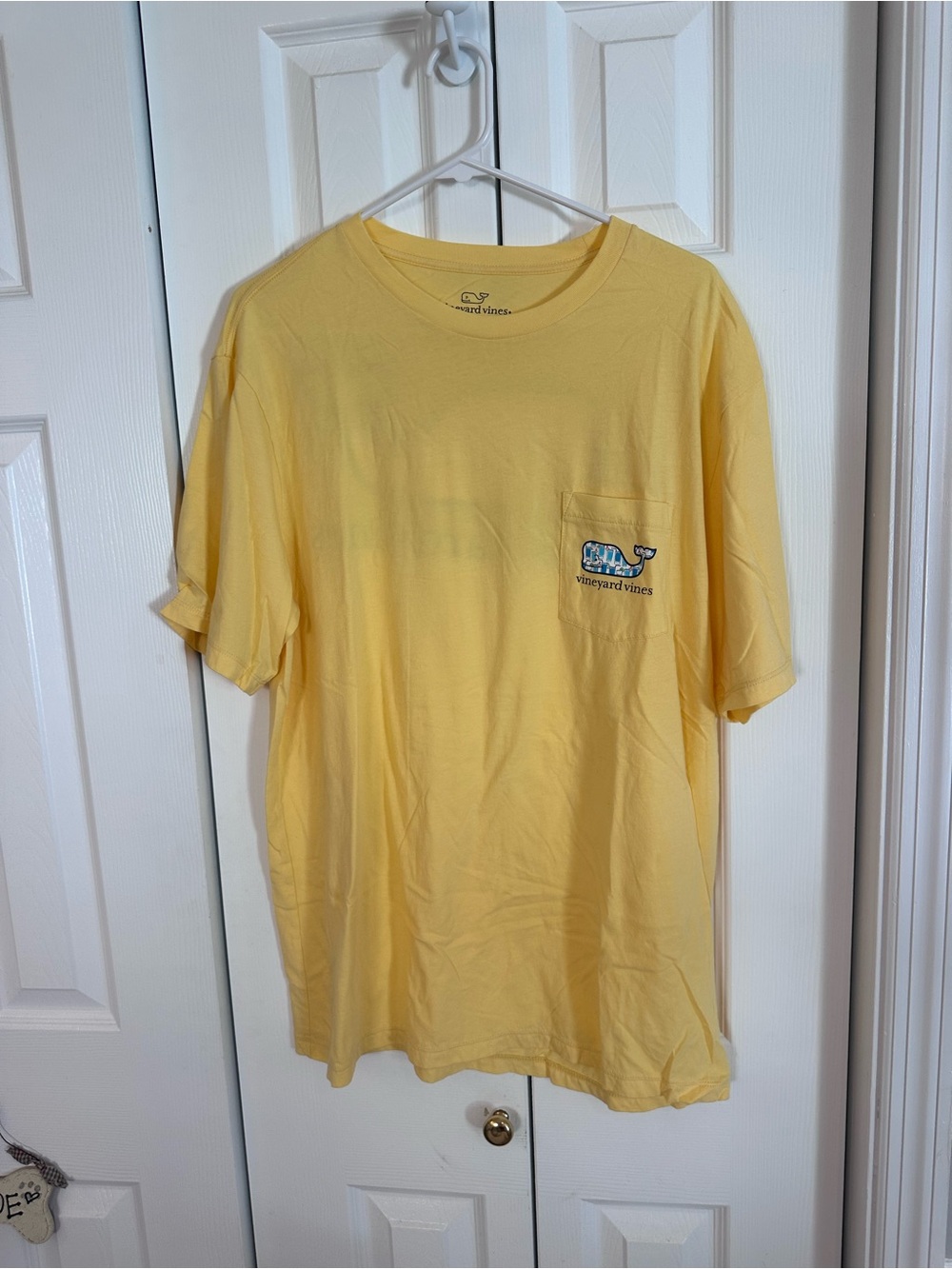 Vineyard Vines Lemon Yellow Pocket Tee with Whale Logo